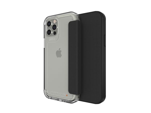 GEAR4 D3O Wembley Flip, Folio, Apple, iPhone 12/12 Pro, 15,5 cm (6.1"), Sort, Gjennomsiktig