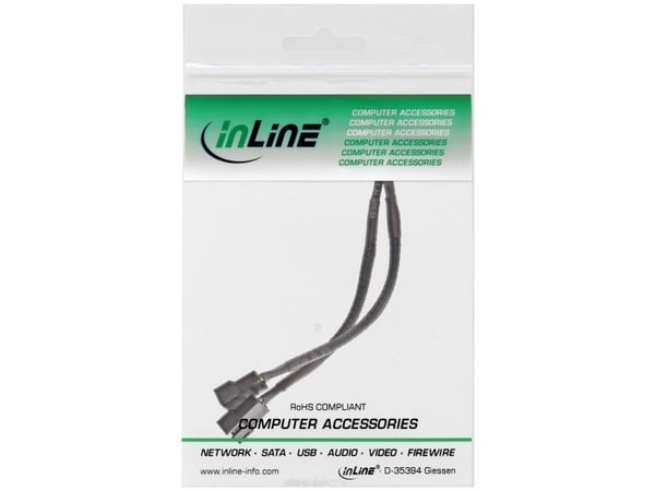 InLine 33328Y, 4-pin PWM, 2 x 4-pin PWM, 0,15 m, Hankjønn, Hunkjønn, Rett