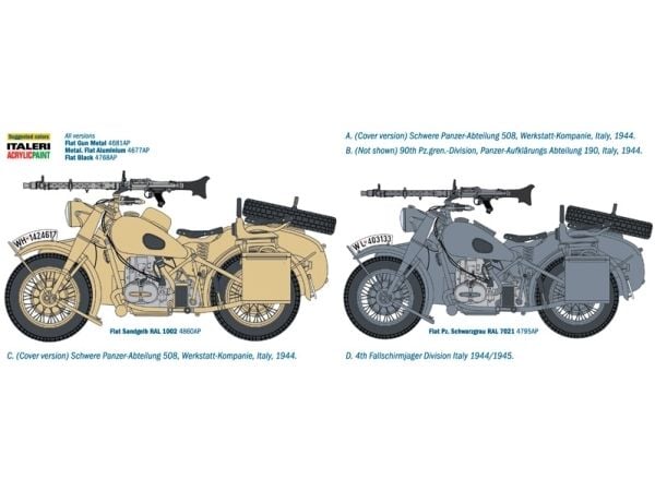 Italeri 7403, Military motorcycle model, Monteringssett, 1:9, German Military Motorcycle, Alle kjønn, Plast