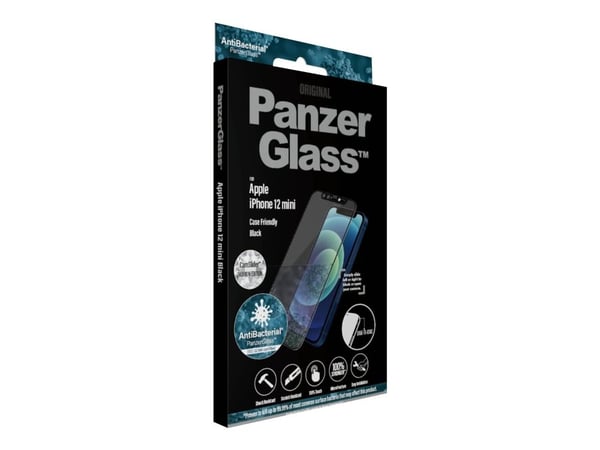 PanzerGlass CamSlider - Skjermbeskyttelse for mobiltelefon - pyntet med krystaller fra Swarovski - glass - rammefarge svart - for Apple iPhone 12 mini