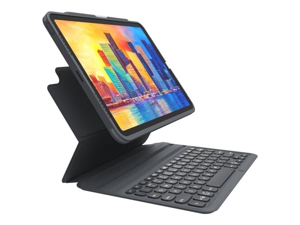 ZAGG Pro Keys - tastatur og folioetui - bakgrunnsbelyst - Bluetooth - nordisk - svart/grått tastatur, svart/grått etui - for Apple 10,9-tommers iPa...