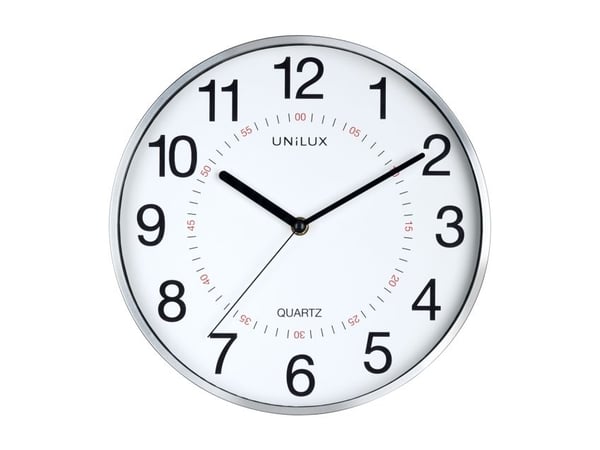 Unilux 400094280, Vegg, Quartz clock, Rund, Grå, Plast, Glass