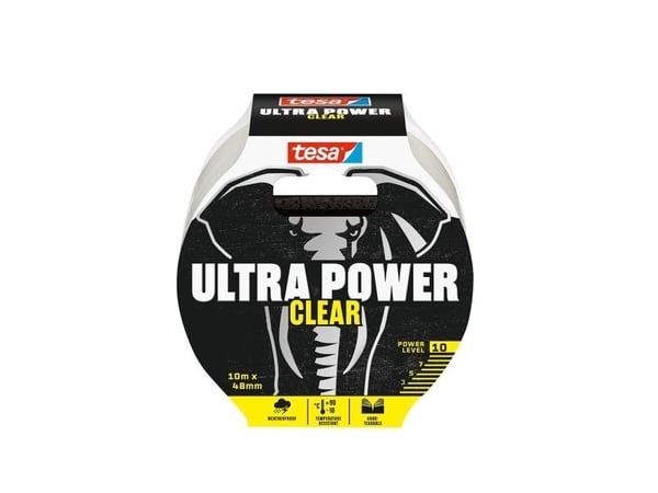 TESA Ultra Power, Gjennomsiktig, Reparering, Polypropylen (PP), Metall, PVC, Ru, Smooth (glatt), 35 N/cm