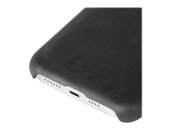 Krusell Sunne Cardcover - Baksidedeksel for mobiltelefon - ekte skinn - årgangssvart - for Apple iPhone 12 Pro Max