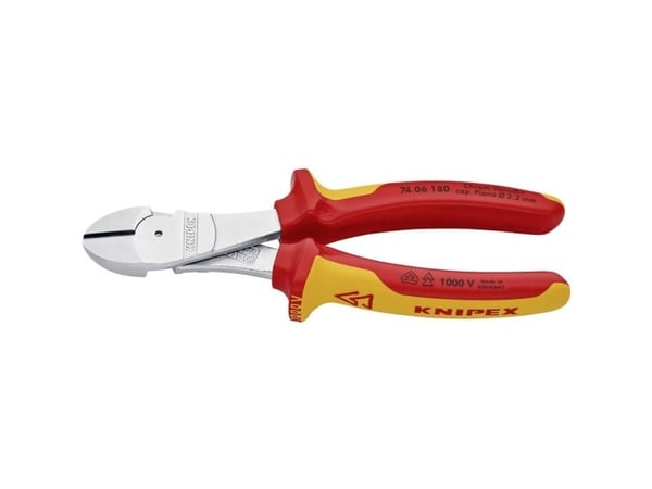 Knipex 74 06 180, Diagonal tang, Kromvanadiumstål, Plast, Oransje, Rød, 180 mm, 280 g