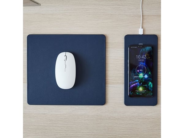 POUT Splitted mouse pad with high-speed charging HANDS 3 SPLIT dark, Blå, Monokromatisk, ABS syntetisk, Polyurethan, USB-strøm, Antiskliunderlag