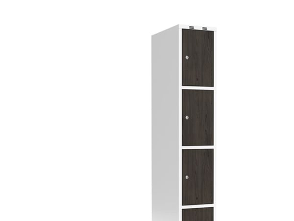Garderobeskab 1x300 mm Skråt tag 4-delt søjle Laminat dør Nocturne wood Cylinderlås
