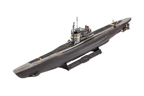 Revell 05154 12 Tysk ubåt Typ VII C/41 modellbygge, skala 1:350, nivå 4, ubåt, skalenlig kopia, längd 19,2 cm, 144 År