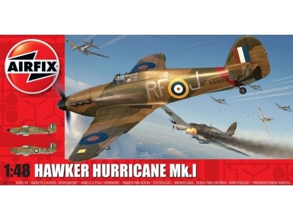Airfix 21.A05127A, Pienoismallikiinteäsiipinen ilma-alus, Kokoamispakkaus, 1:48, Hawker Hurricane Mk.1, 127 kpl, 8 vuosi/vuosia