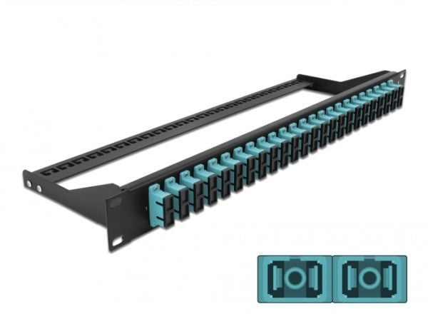 Delock - Koblingspanel - rackmonterbar - SC Duplex MM X 24 - svart, akvamarin - 1U - 19"