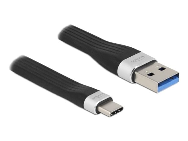 Delock - USB-adapter - USB-type A (hann) til USB-C (hann) - USB 3.1 Gen 2 - 3 A - 13.5 cm - flat - svart
