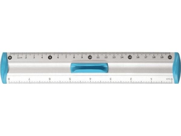 20 cm aluminiumslinjal blå TETIS