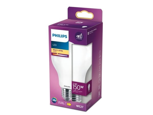 Philips - LED-filamentlyspære - form: A67 - mattslipt finish - E27 - 17.5 W (ekvivalent 150 W) - klasse A++ - varmt hvitt lys - 2700 K