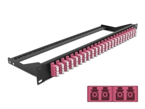 Delock - Patch-panel - stativmonterbar - LC Quad MM x 24 - sort, violet - 1U - 19"