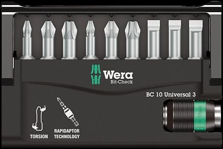 Wera Bit-Check 10 Universal 3 - Ruuvimeisselisarja - 10 kappaletta