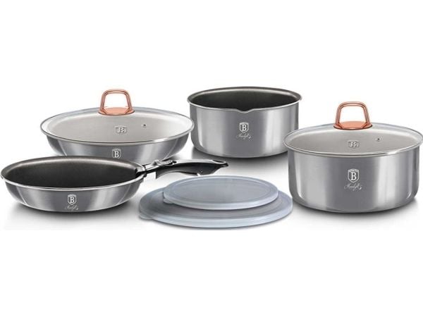Berlinger Haus BH/7040, Mixed set, Grå, Aluminium, Titan, Ergonomisk, Mykt grep, Gass, Halogen, Induksjon