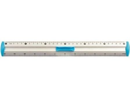 Tetis linjal 30 cm aluminium blå