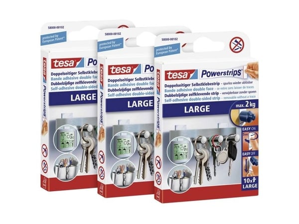 tesa POWERSTRIPS® Large Olika monteringsmaterial Vit