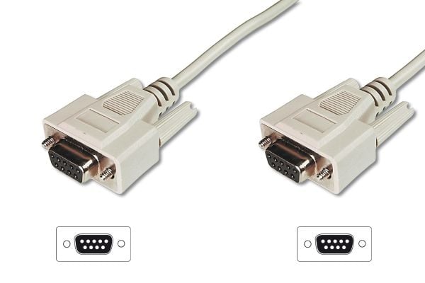 ASSMANN - Seriell kabel - DB-9 (hunn) til DB-9 (hunn) - 3 m - formstøpt, tommelskruer - beige