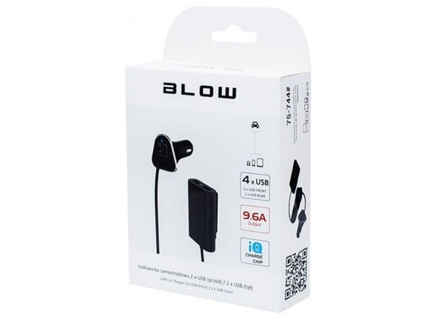 Blow - Bilstrømadapter - 9.6 A - 4 utgangskontakter (USB) - svart