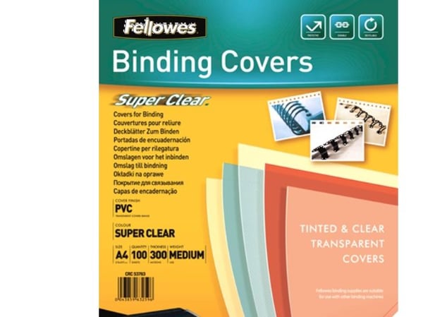 Fellowes 53763, A4, PVC-muovi, Läpinäkyvä, 210 mm, 1 mm, 297 mm