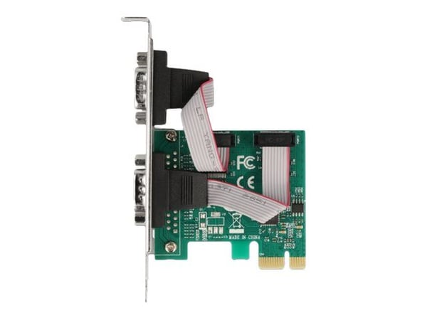 Delock - Seriell adapter - PCIe 2.0 lav profil - RS-232 x 2 - grønn
