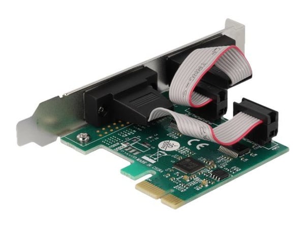Delock - Seriell adapter - PCIe 2.0 lav profil - RS-232 x 2 - grønn