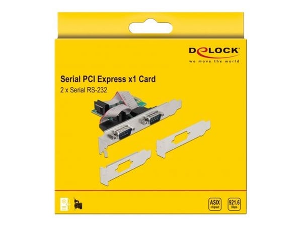 Delock - Seriell adapter - PCIe 2.0 lav profil - RS-232 x 2 - grønn