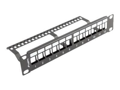 Lanberg PPKS-9112-B - Pluggbord (blankt) - rackmonterbar - svart - 1U - 10" - 12 porter