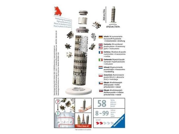 Ravensburger Mini skjeve tårn - Pisa, Bygninger, 8 År