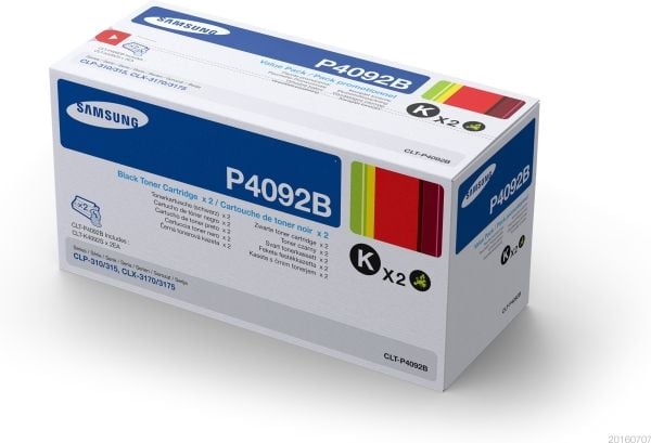 HP CLT-P4092B - 2-pack - svart - original - tonerpatron (SU391A) - for Samsung CLX-3170, CLX-3175, CLX-3176, CLX-4175