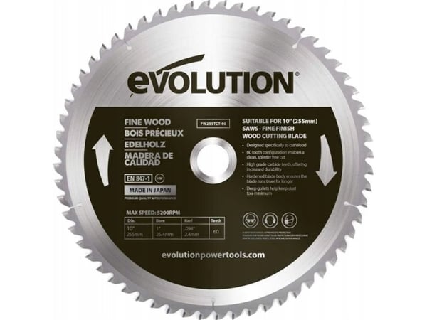 Evolution Fine puunleikkausleikkausleikkuri 255mm / 60z jiirisahoille Evolution Fine puunleikkausleikkausleikkuri 255mm / 60z jiirisahoille