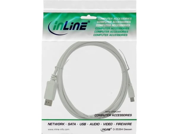 InLine 17134, 1,5 m, DisplayPort, Mini DisplayPort, Hankjønn, Hankjønn, 3840 x 2160 piksler
