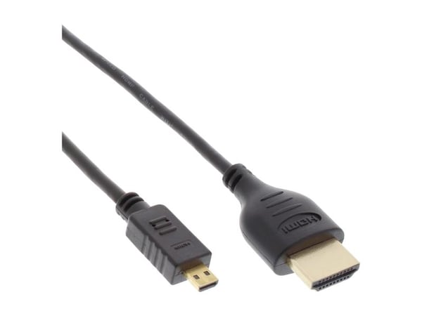 InLine - HDMI-kabel med Ethernet - HDMI hann til micro HDMI hann - 30 cm - trippel isolasjon - svart - støpt, 4K-støtte (17533D)