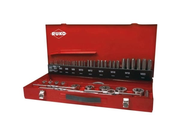 RUKO 245041 maskintapp-/gevindborrsats 43 delar M3–M12, HSS, högergängad