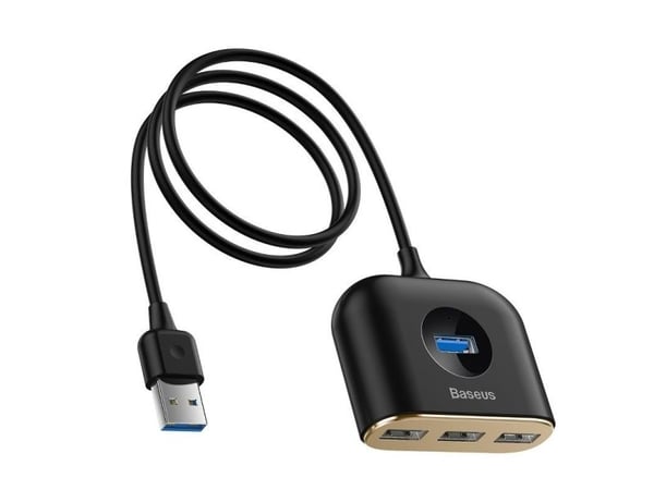 Baseus Square round 4-in-1, USB 3.2 Gen 1 (3.1 Gen 1) Type-C, USB 2.0, USB 3.2 Gen 1 (3.1 Gen 1) Type-A, 480 Mbit/s, Svart, 1 m, USB