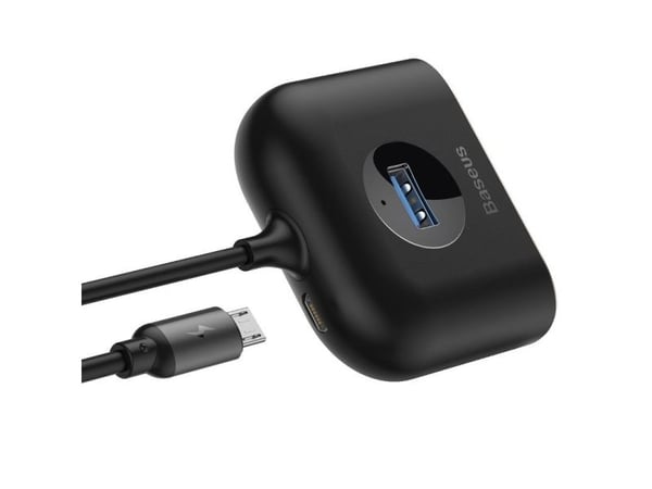 Baseus Square round 4-in-1, USB 3.2 Gen 1 (3.1 Gen 1) Type-C, USB 2.0, USB 3.2 Gen 1 (3.1 Gen 1) Type-A, 480 Mbit/s, Svart, 1 m, USB