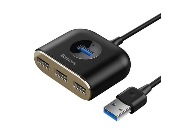 Baseus Square round 4-in-1, USB 3.2 Gen 1 (3.1 Gen 1) Type-C, USB 2.0, USB 3.2 Gen 1 (3.1 Gen 1) Type-A, 480 Mbit/s, Svart, 1 m, USB
