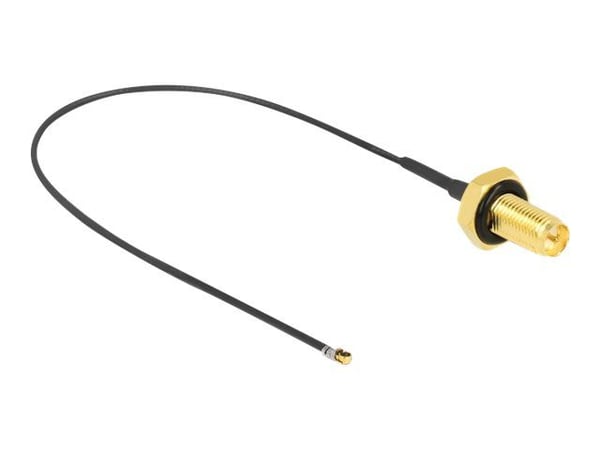 Delock - Antennekabel - RP-SMA (hunn) skott til MHF 4L LK (hann) - 20 cm - 1.37 mm - koaksial - grå, svart