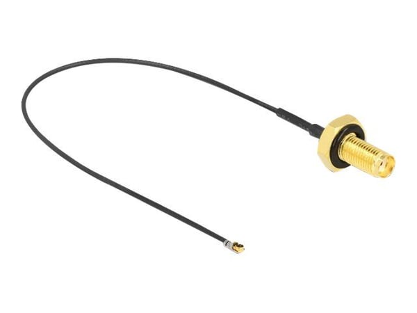 Delock - Antennekabel - SMA (hunn) skott til MHF 4L LK (hann) - 20 cm - 1.37 mm - koaksial - grå, svart