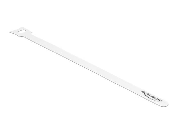 DeLOCK 19523, Hook & loop cable tie, Valkoinen, 25 cm, 12 mm, 10 kpl