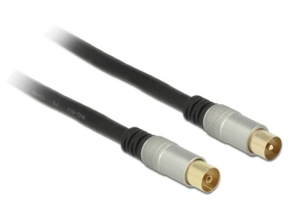 Delock Premium - Antenneforlengelseskabel - IEC-kobling hunn til IEC-kobling hann - 3 m - firedobbelt-skjermet koaksial - 120 dB - svart