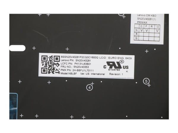 Primax - Erstatningstastatur for bærbar PC - med Trackpoint, UltraNav - bakbelysning - QWERTY - Engelsk - Europa - svart - FRU - for ThinkPad L13 G...