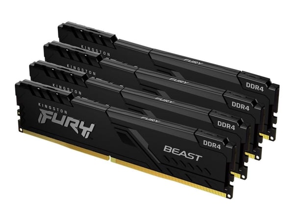 Kingston FURY Beast - DDR4 - sett - 128 GB: 4 x 32 GB - DIMM 288-pin - 3600 MHz / PC4-28800 - CL18 - 1.35 V - ikke-bufret - ikke-ECC - svart