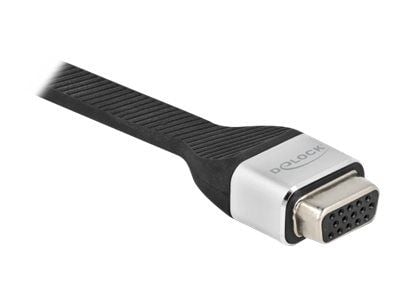 Delock - USB/VGA-adapter - USB-C (hann) til HD-15 (VGA) (hunn) - Displayport 1.2/Thunderbolt 3 - 13 cm - flat - svart