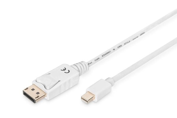 ASSMANN - DisplayPort-kabel - Mini DisplayPort (hann) til DisplayPort (hann) - 1 m - formstøpt - hvit