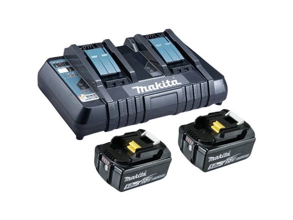 Makita - Batterilader + batteri 2 x - Li-Ion - 5 Ah - 2 x batterier lader