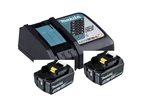 Makita DC18RC - Batterilader + batteri 2 x - Li-Ion - 5 Ah - 90 Wh - 1 x batterier lader