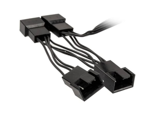 Y-kaapeli PC-ventilator [1x PC-ventilatortilslutning 4-pol. - 4x PC-ventilatortilslutning 4-pol.] 0,35 m Sort Kolink