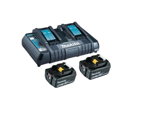 Makita - Batterilader + batteri 2 x - Li-Ion - 5 Ah - 2 x batterier lader